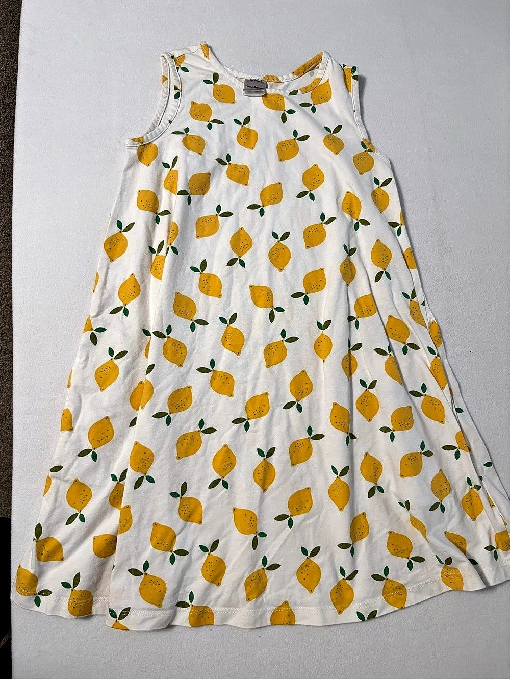 Hanna Andersson Lemon Print Skater Dress Girls Size 10